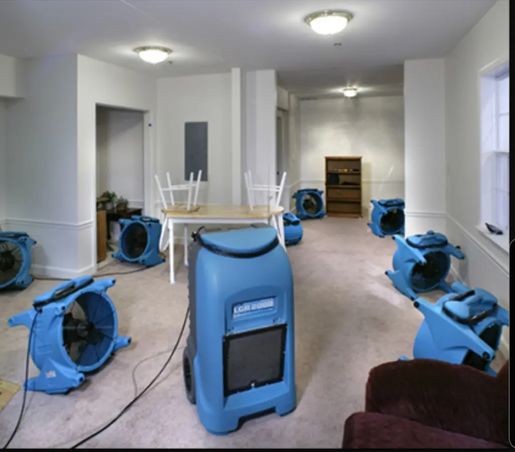 Air movers and dehumidifier setup for Water Extraction & Removal in Shiloh